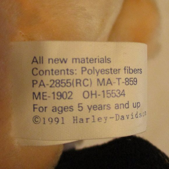 Harley Davidson NEW Vintage 1991 Medium Peach Black Orange Graphic Plush Hog - Picture 6 of 9